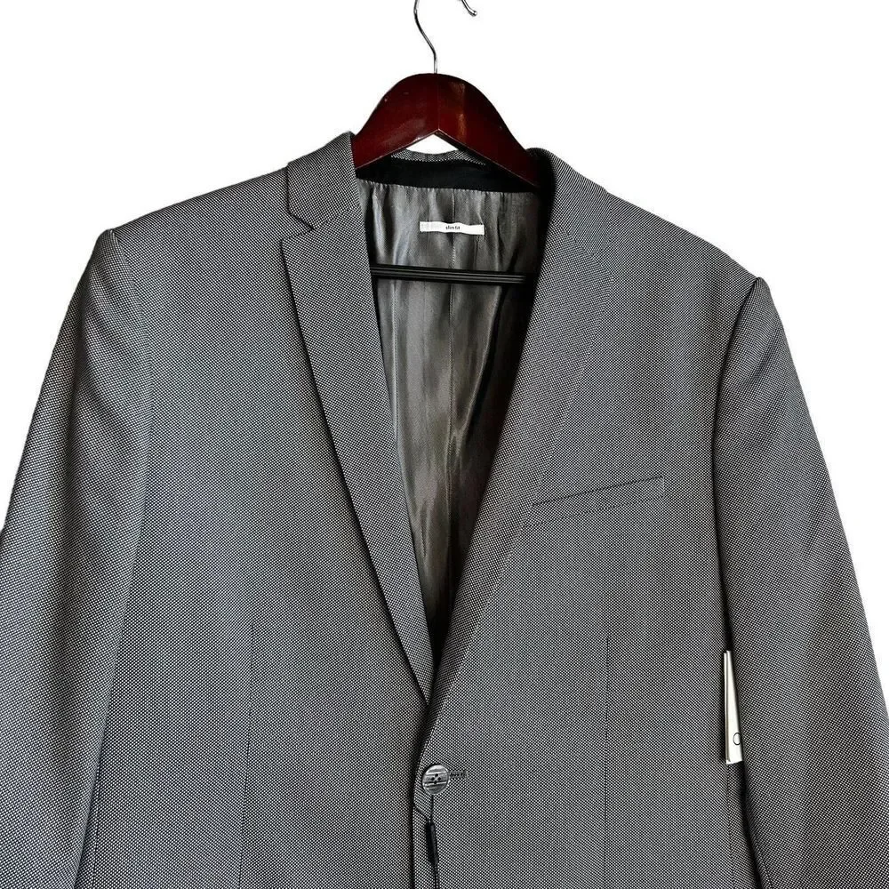 NEW CALVIN KLEIN Blazer Mens Size Medium Sport Coat Black White Jacket Micro Dot
